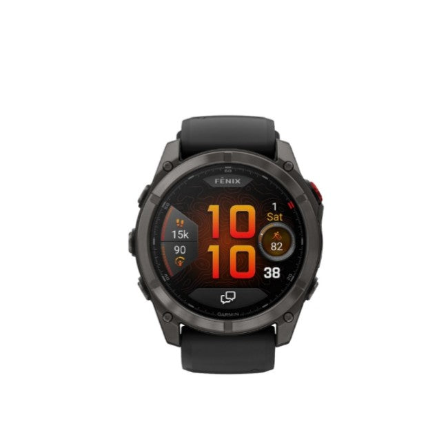 Garmin Fenix 8 Pro AMOLED 51mm Sapphire Charcoal Grey Titanium – Black Silicone Smart Watch