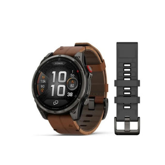 Garmin Fenix 8 Pro AMOLED 51mm Sapphire Carbon Grey DLC Titanium – Chesnet Leather Smart Watch With Extra Strap