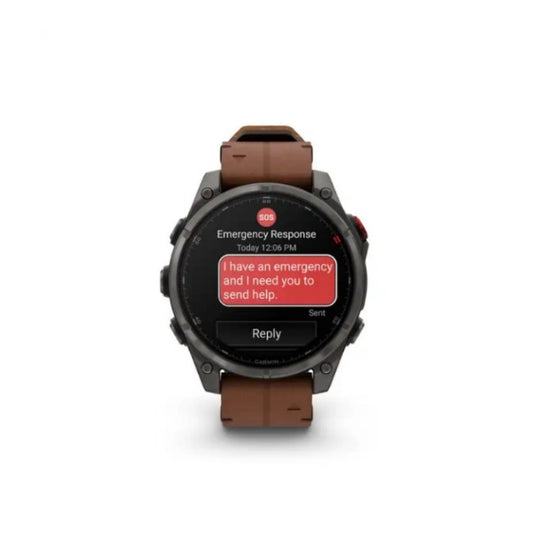 Garmin Fenix 8 Pro AMOLED 51mm Sapphire Carbon Grey DLC Titanium – Chesnet Leather Smart Watch With Extra Strap